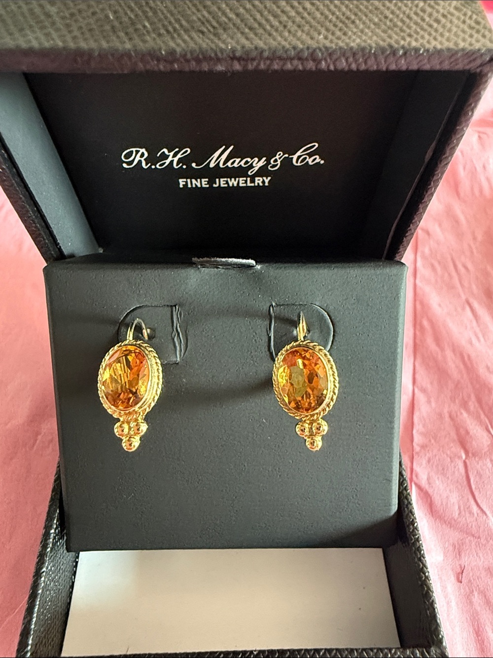 Macy's Semi Precious Citrine Drop Earrings